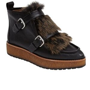 Coach Womens Sampson Genuine Rabbit Fur Size 10B Platform Booties 228973